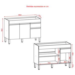 COCINA 120CM ALEGRÍA 6 PUERTAS 1 CAJÓN VAINILLA/MADERADO NATURAL 6 COCINA 120CM ALEGRÍA 6 PUERTAS 1 CAJÓN VAINILLA/MADERADO NATURAL